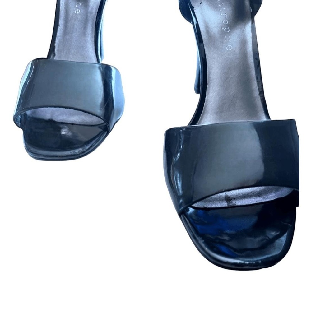 Apostrophe Women's Black Patent Leather Peep Toe Heels Ankle Strap Size 9 - Picture 8 of 9